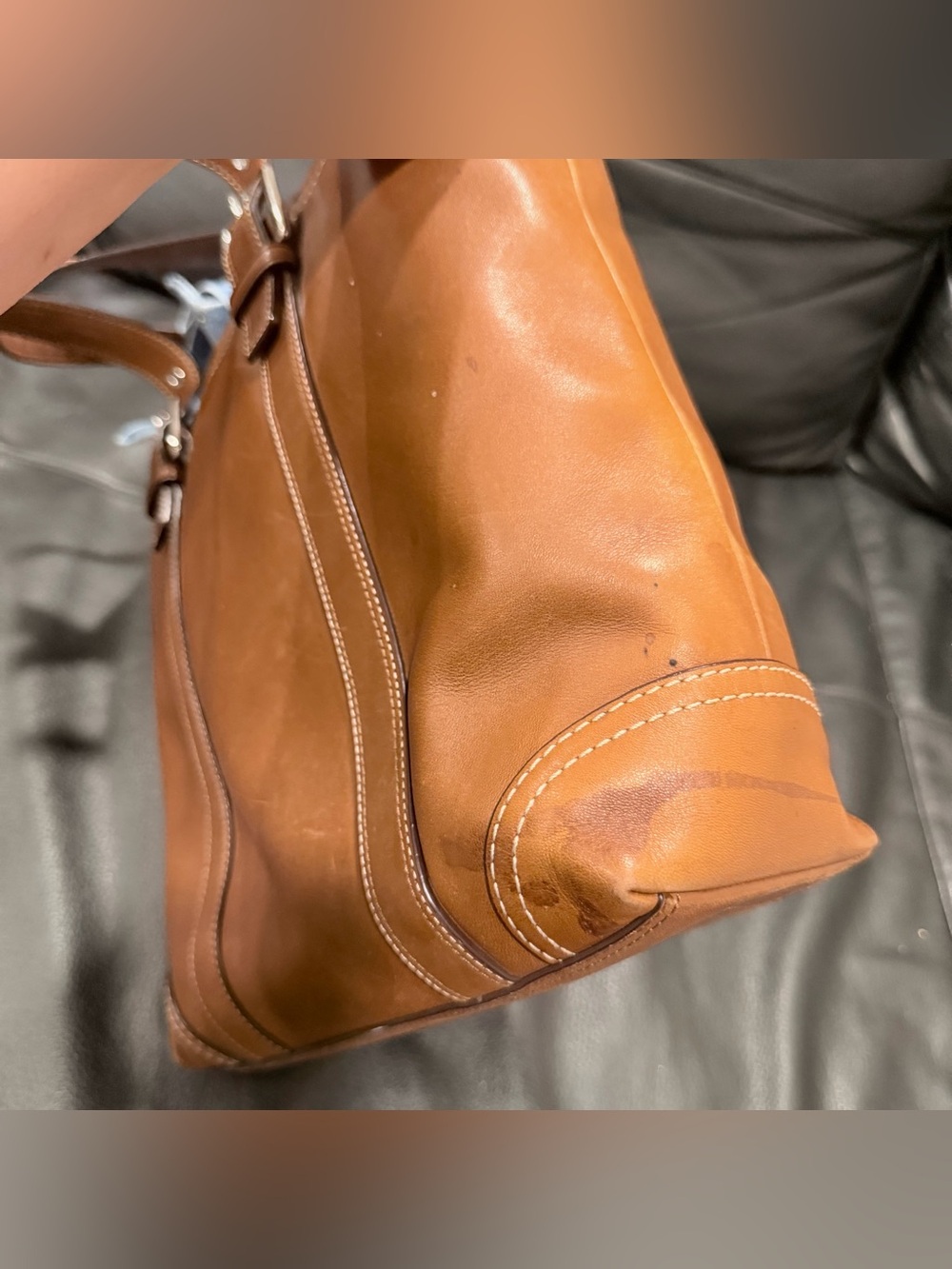Vintage Coach Hampton Leather Shoulder Tote Bag – Camel Brown / Tan - Picture 12 of 13